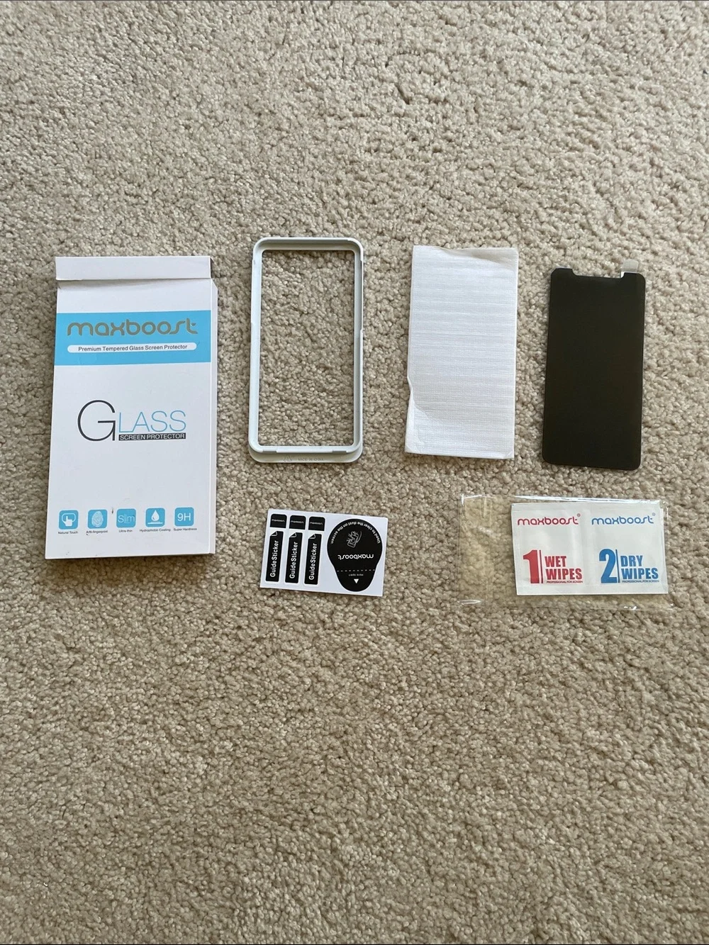 Black Tempered Glass Screen Protector Kit